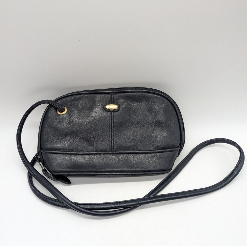 Vintage Carlo D'Santi Dark Blue Leather Crossbody Bag